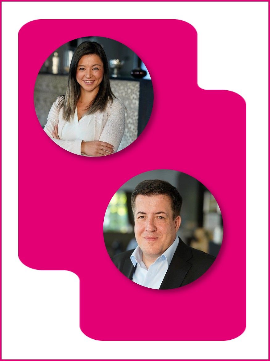 Ein Bild von Julia und Andreas in Magenta Rahmen.