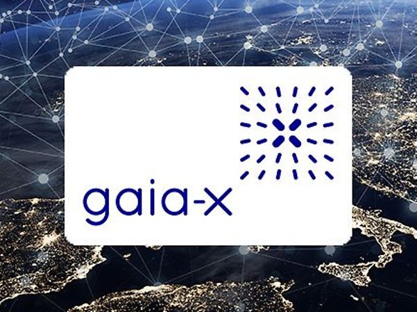 The GAIA-X logo against a digitally connected map of Europe, symbolising European cloud infrastructure