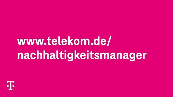 Thumbnail of the video on the sustainability manager, with a link to the portal against a magenta background