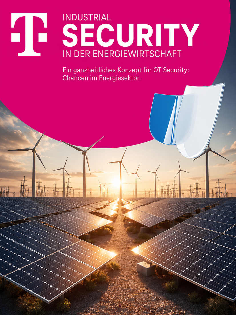 Solar panels and wind turbines as symbols of the energy industry, featuring safety symbols