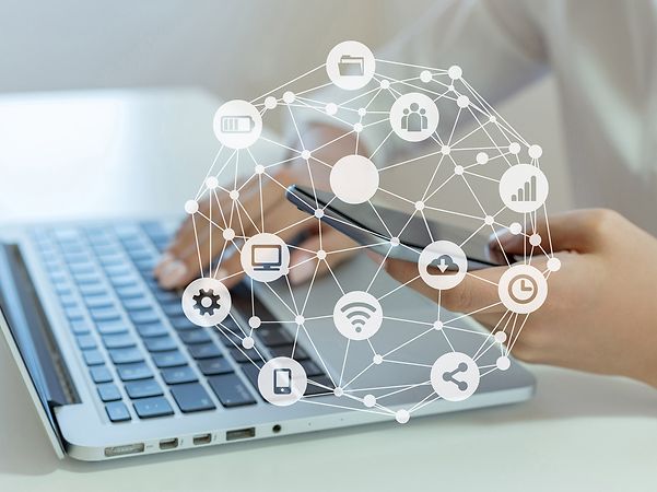 Smartphone and keyboard with a symbol network for AI knowledge management.