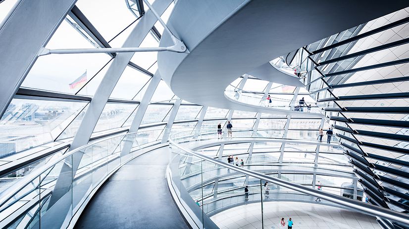 The dome of the Reichstag building in Berlin.