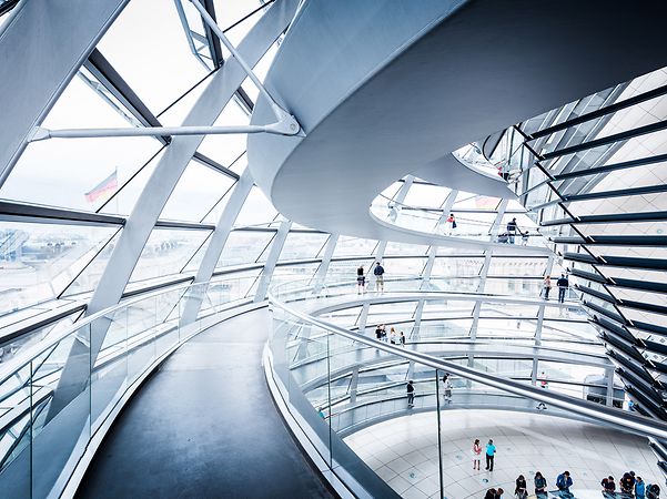 The dome of the Reichstag building in Berlin.