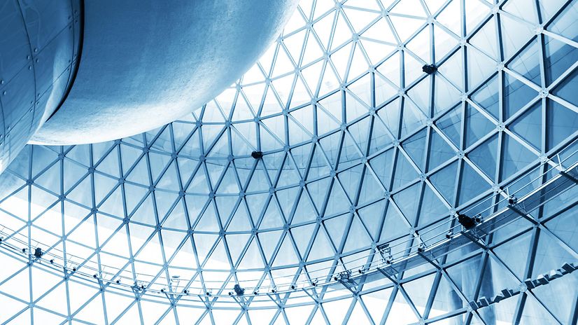The glass roof of the Bundestag in Berlin.