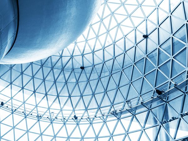 The glass roof of the Bundestag in Berlin.