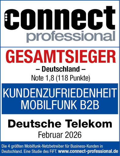 Telekom tops the rankings in the B2B Mobile Communications Customer Barometer